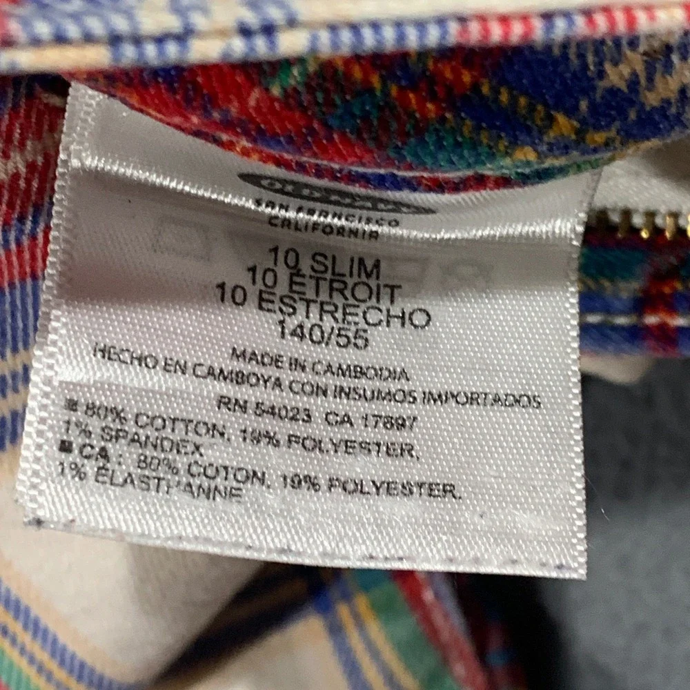 Old Navy Kids‎ Girls Skinny Plaid Jeans Pants Size 10 Slim Adjustable Waist